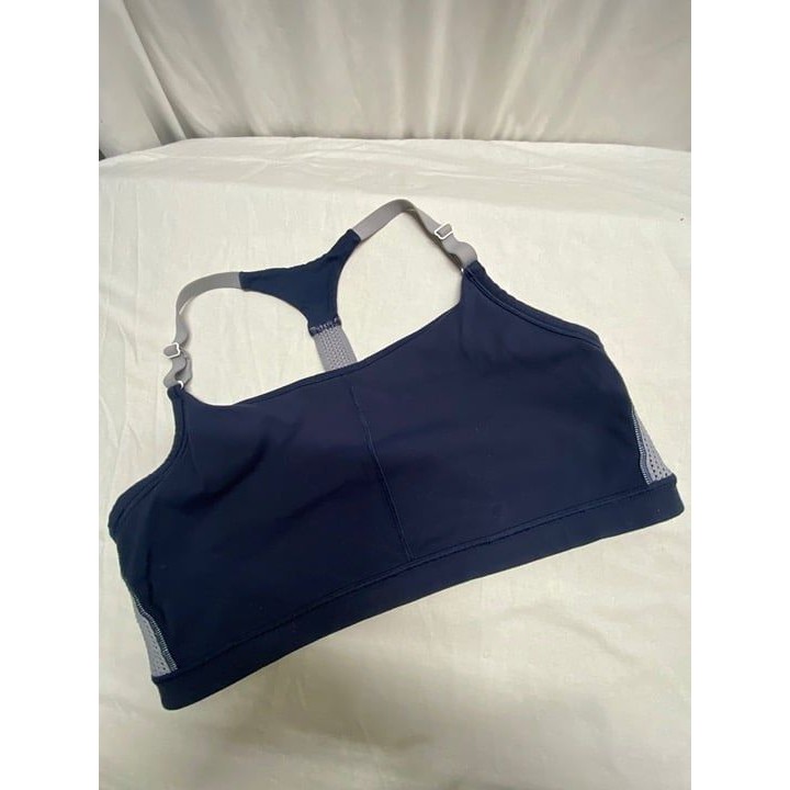 Athleta Xl Sports Bra Racer Back Strap Ventilation Mesh Navy Blue Lined